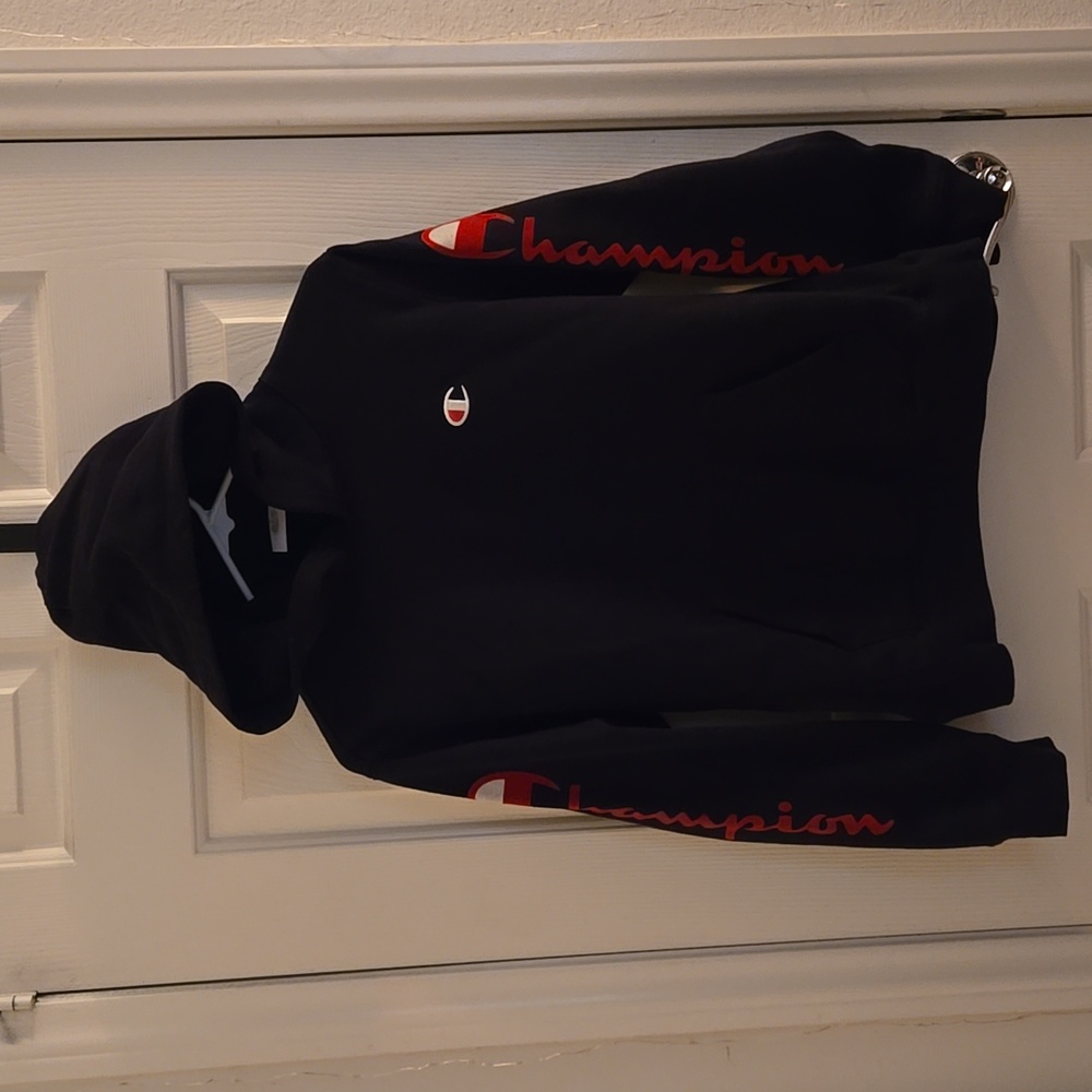 Champion Authentic Athleticwear Hoodie. Size Large Youth. Color Black with Red.